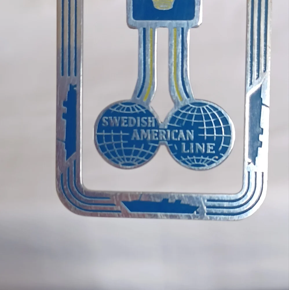 VINTAGE SWEDISH AMERICAN LINE METAL MONEY CLIP/BOOKMARK